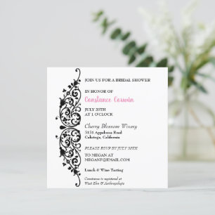 Chic Black Border Bridal Shower Invitation