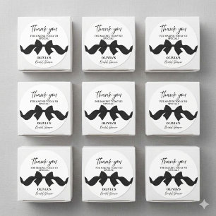 Chic Black Bow Bridal Shower Thank You Favour Classic Round Sticker