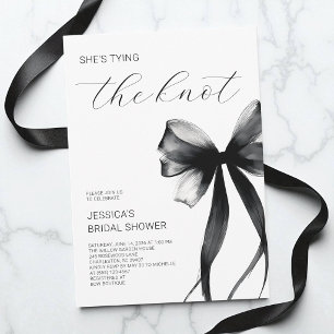 Chic Black Bow She's Tying the Knot Bridal Shower Invitation