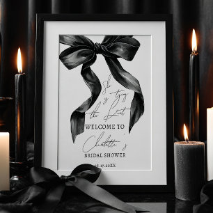 Chic Black Bow Tying Knot Bridal Shower Welcome Poster