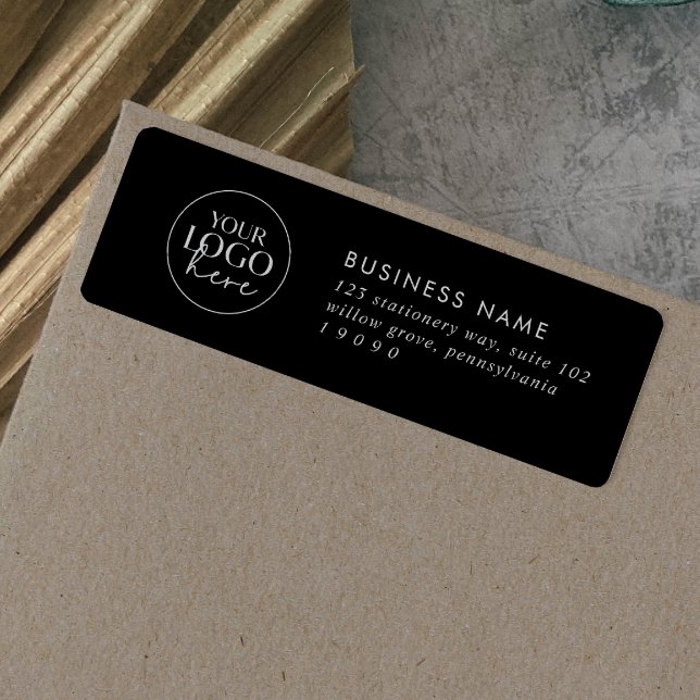 Chic Black Business Logo Return Address Label (Creator Uploaded)