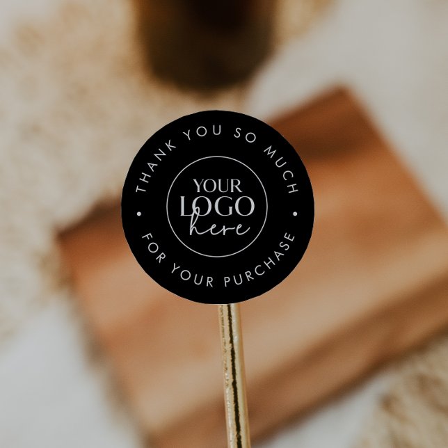 Chic Black Business Logo Thank You For Order Classic Round Sticker (Creator Uploaded)