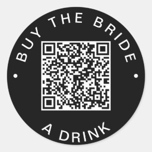 Chic Black Buy The Bride A Drink QR Code Sticker