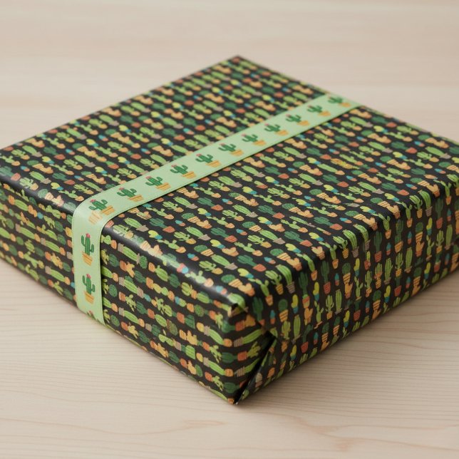 Chic Black Cactus Wrapping Paper (Creator Uploaded)