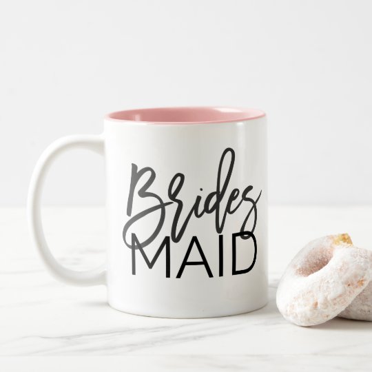 Chic Black Calligraphy Bridesmaid Two-Tone Coffee Mug