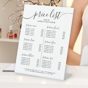 Chic Black Calligraphy Business Service Price List Pedestal Sign