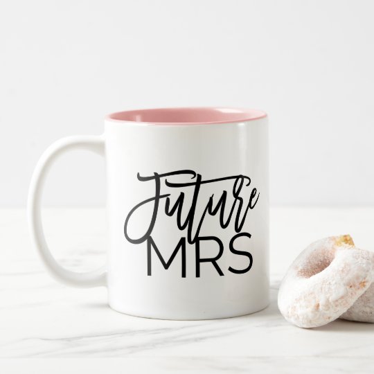 Chic Black Calligraphy Future Mrs Two-Tone Coffee Mug