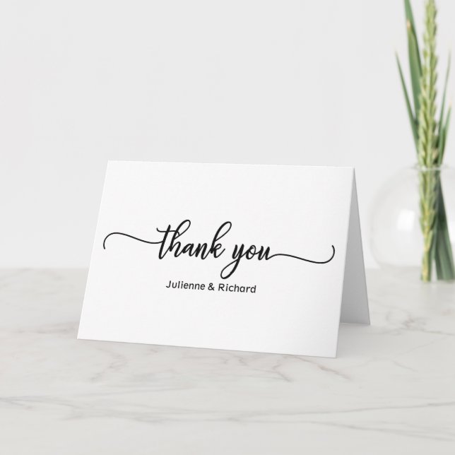 Chic Black Calligraphy Thank You Card (Front)