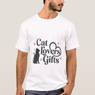 Chic Black Cat Silhouette Paw Print Design T-Shirt