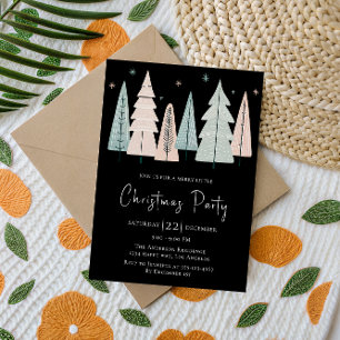 Chic Black Christmas Party Invitation