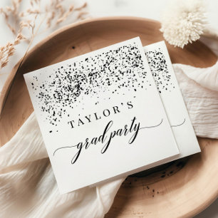 Chic Black Confetti Graduation Party Napkin