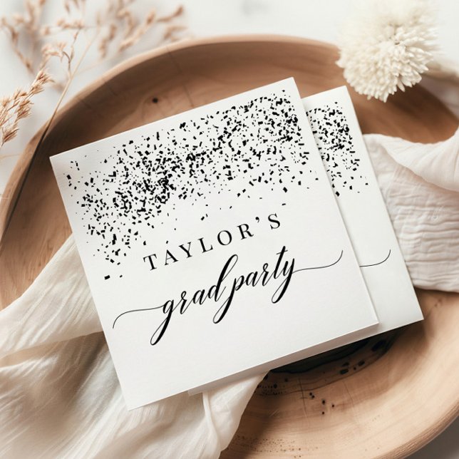 Chic Black Confetti Graduation Party Napkin (Creator Uploaded)