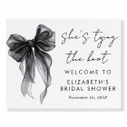 Chic Black Coquette Bow Bridal Shower Welcome