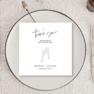 Chic Black Cursive Wedding Thank You Napkins