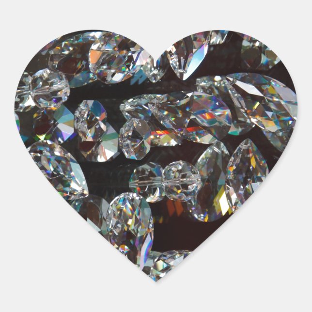 Chic Black Diamond Chrystal Abstract Pattern Gifts Heart Sticker (Front)