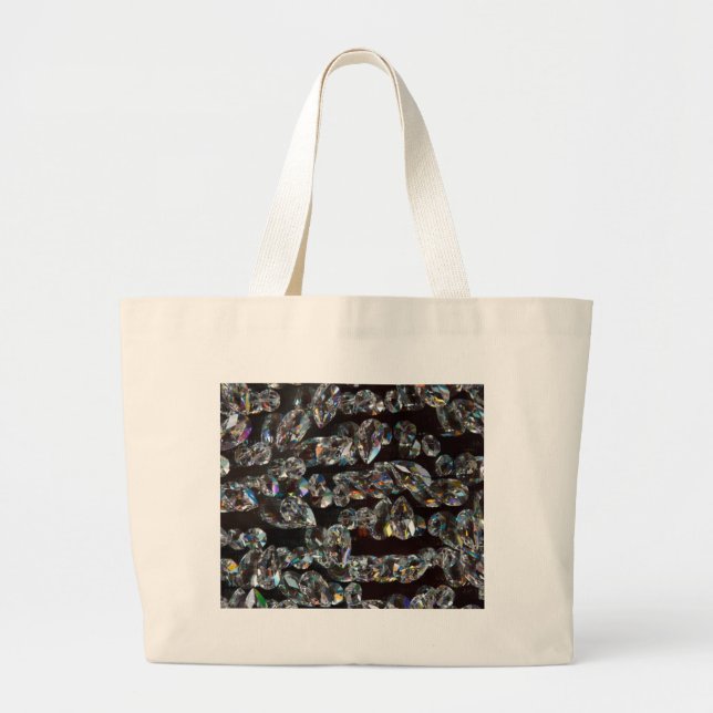 Chic Black Diamond Chrystal Abstract Pattern Gifts Large Tote Bag (Front)