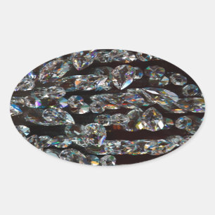 Chic Black Diamond Chrystal Abstract Pattern Gifts Oval Sticker