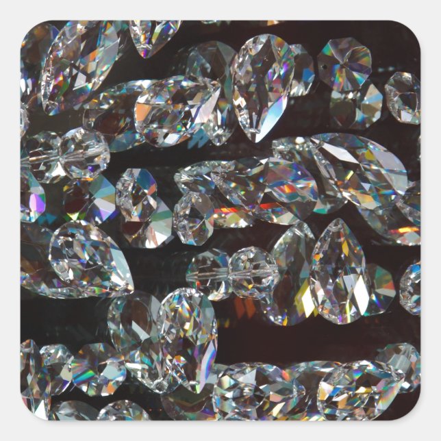 Chic Black Diamond Chrystal Abstract Pattern Gifts Square Sticker (Front)