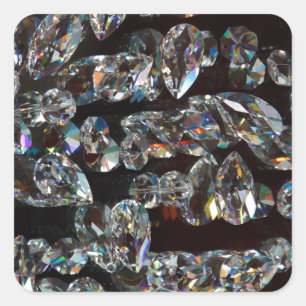 Chic Black Diamond Chrystal Abstract Pattern Gifts Square Sticker