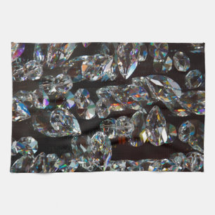 Chic Black Diamond Chrystal Abstract Pattern Gifts Tea Towel