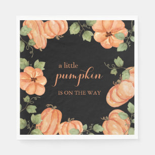 Chic Black Fall Pumpkin Baby Shower Napkin