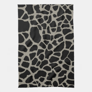 Chic Black Giraffe Print Elegant Animal Pattern Tea Towel