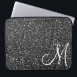 Chic Black Glitter Monogram Trendy Laptop Sleeve<br><div class="desc">This design was created though digital art. It may be personalised in the area provide or customising by choosing the click to customise further option and changing the name, initials or words. You may also change the text colour and style or delete the text for an image only design. Contact...</div>