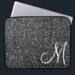 Chic Black Glitter Monogram Trendy Laptop Sleeve<br><div class="desc">This design was created though digital art. It may be personalised in the area provide or customising by choosing the click to customise further option and changing the name, initials or words. You may also change the text colour and style or delete the text for an image only design. Contact...</div>