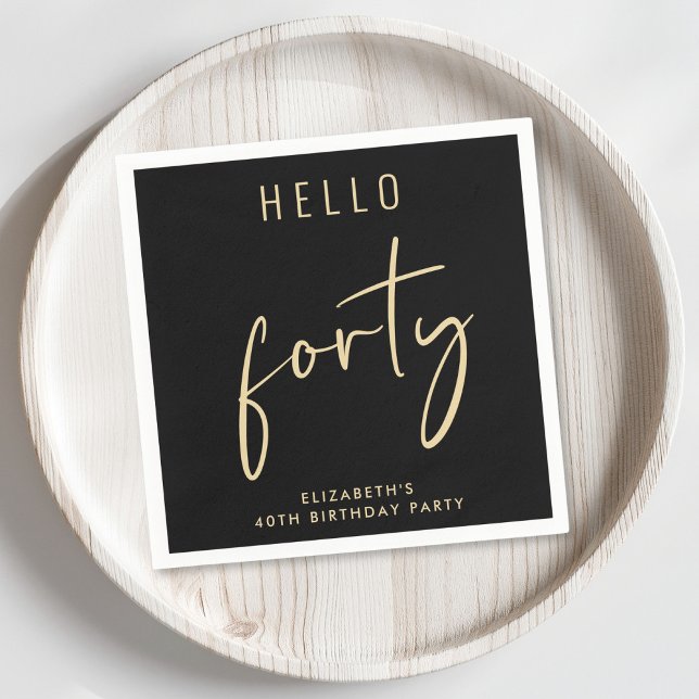 Chic Black Gold 40th Birthday Party Napkin (Creator Uploaded)