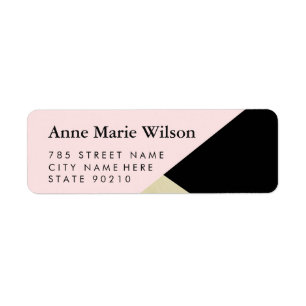 Chic Black Gold Abstract Address Labels Return