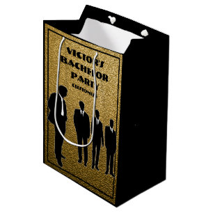 Chic Black & Gold Bachelor Party Medium Gift Bag
