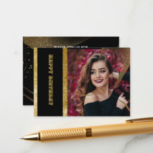 Chic Black & Gold Birthday Party  Enclosure Card