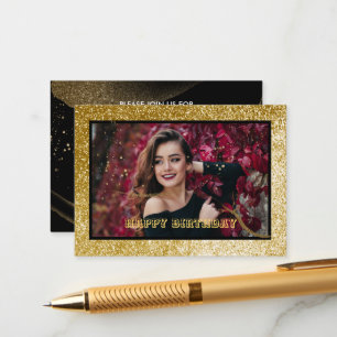 Chic Black & Gold Birthday Party  Enclosure Card
