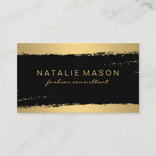 Chic Black Gold Brushed Business Card