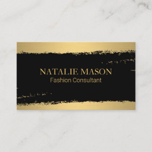 Chic Black Gold Brushed Business Card