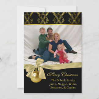 Chic Black & Gold Custom Christmas Photo Card