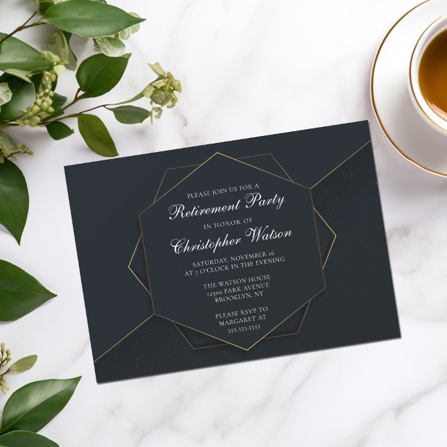 Chic Black Gold Custom Retirement Party Invitation (Creator Uploaded)