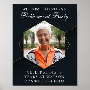 Chic Black Gold Custom Retirement Party Photo Poster