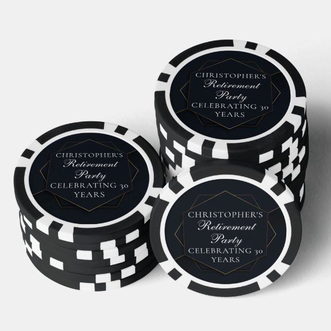 Chic Black Gold Custom Retirement Party Poker Chips (Stack)