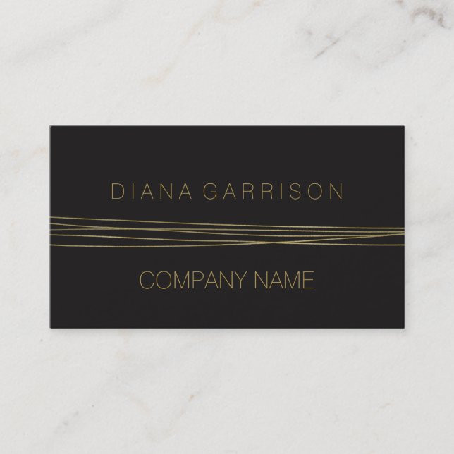Chic Black Gold Elegant Abstract Business Card (Front)