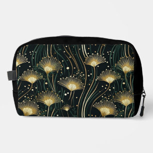 Chic black gold floral art deco dopp kit
