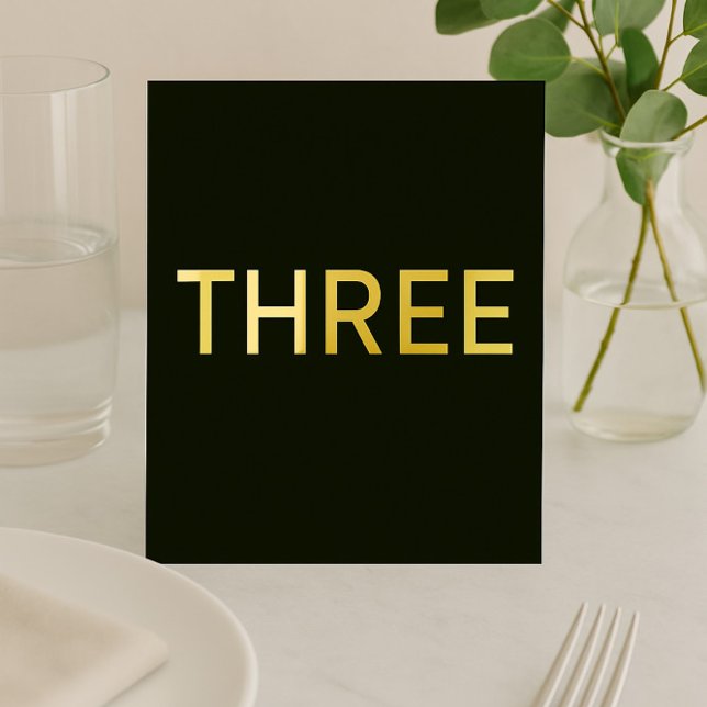 Chic Black & Gold Foil Wedding Table Sign Foil Holiday Card (Creator Uploaded)