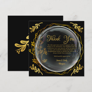 Chic Black & Gold Foral Wedding Anniversary Style  Thank You Card