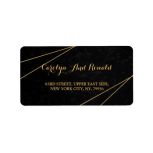 Chic Black & Gold Geometric frame Label
