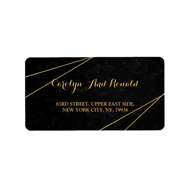 Chic Black & Gold Geometric frame Label (Front)