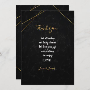 Chic Black & Gold Geometric frame thank you Invitation