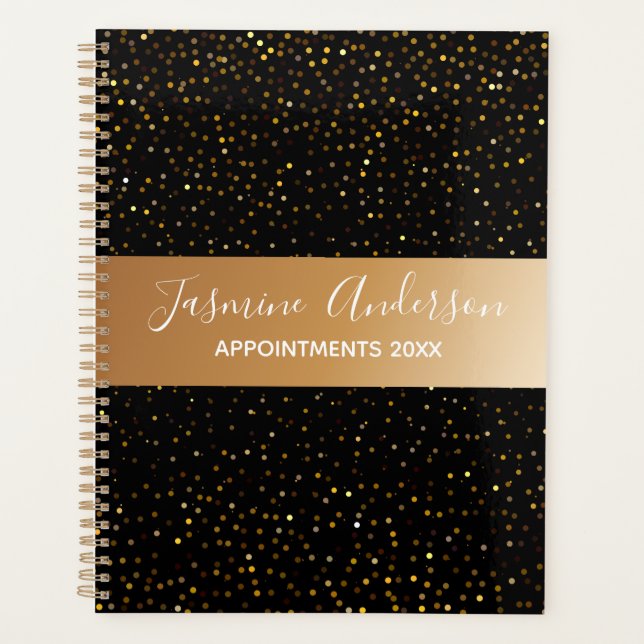 Chic Black Gold Glitter 2024 Weekly Monthly  Planner (Front)