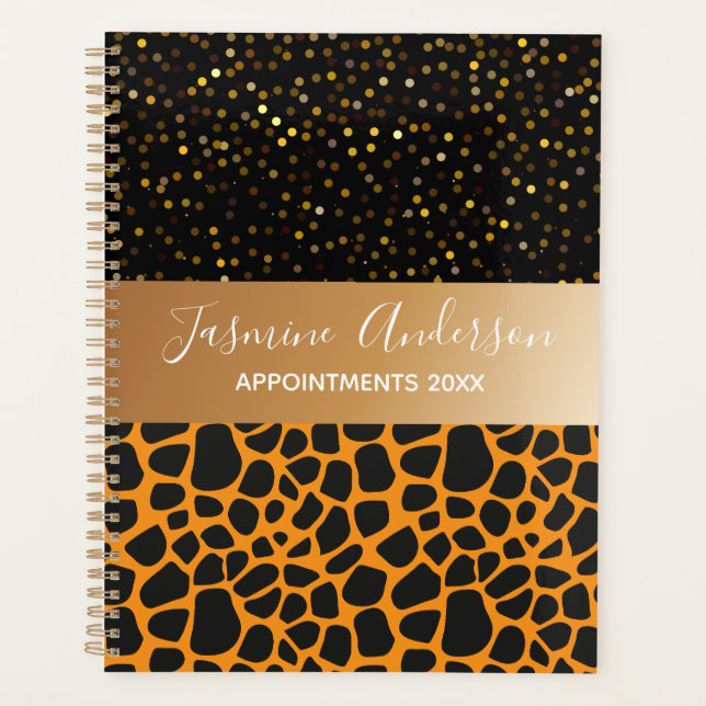 Chic Black Gold Glitter 2024 Weekly Monthly  Planner (Front)