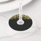 Chic Black Gold Glitter Wine Glass Tags