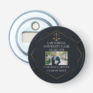 Chic Black Gold Law School Photo Graduation Party Bottle Opener